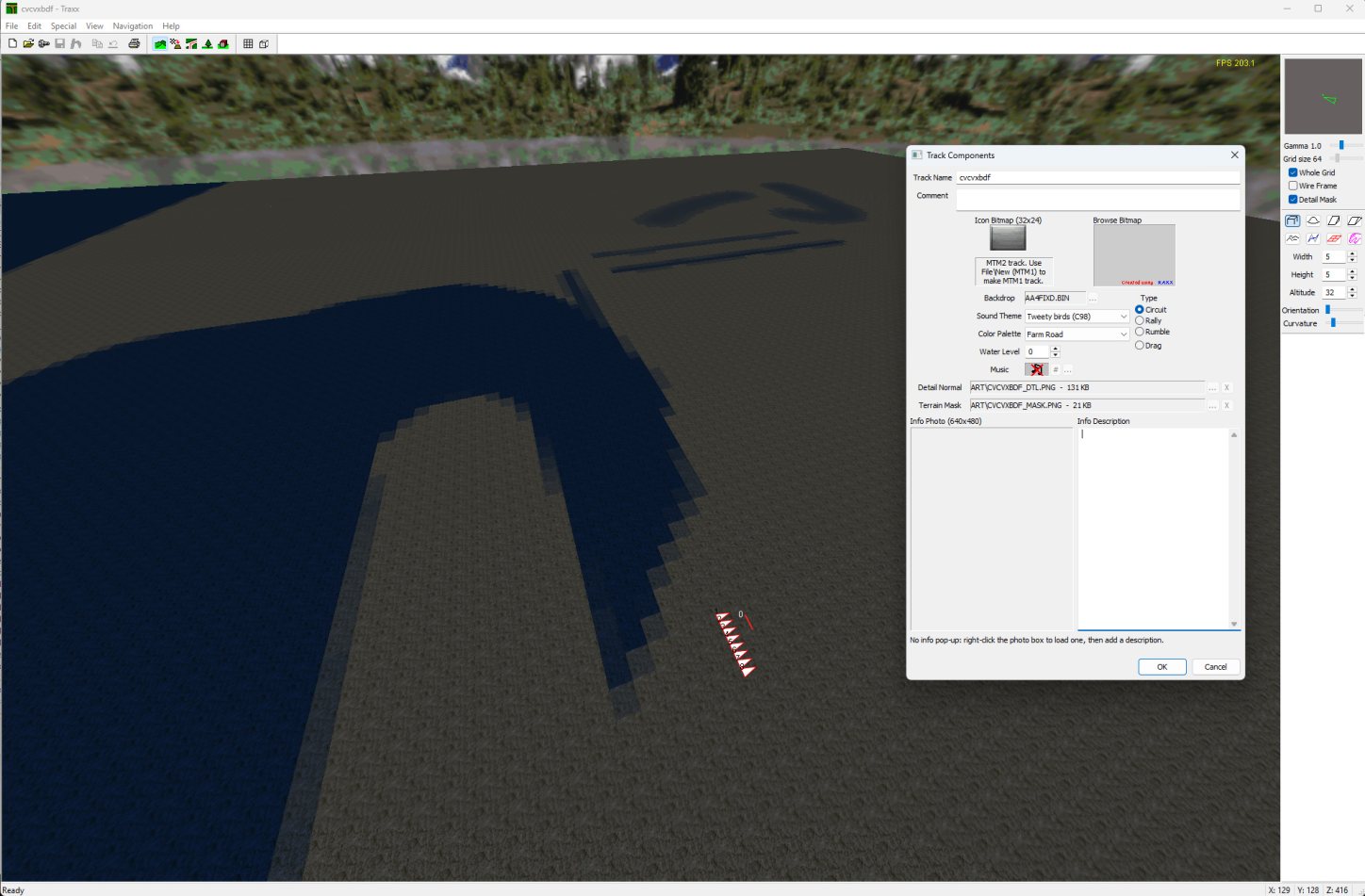 The Track Components window, with the Detail Normal and Terrain Mask rows filled in